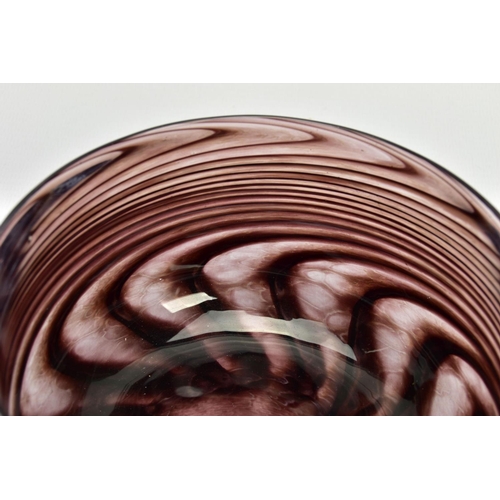 176 - ANTHONY STERN (1944-2022) AN AMMONITE SERIES GLASS BOWL, swirled decoration, signed to the base, app... 