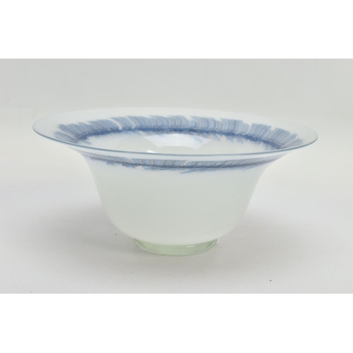 188 - MALCOM SUTCLIFFE (BRITISH CONTEMPORARY) A WHITE FOOTED BOWL WITH BLUE DECORATION TO THE RIM, signed ... 