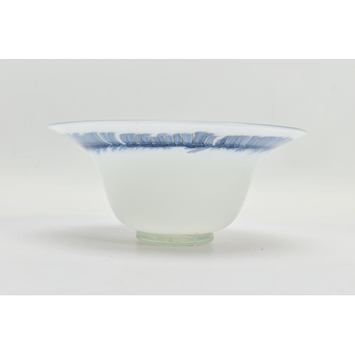 188 - MALCOM SUTCLIFFE (BRITISH CONTEMPORARY) A WHITE FOOTED BOWL WITH BLUE DECORATION TO THE RIM, signed ... 