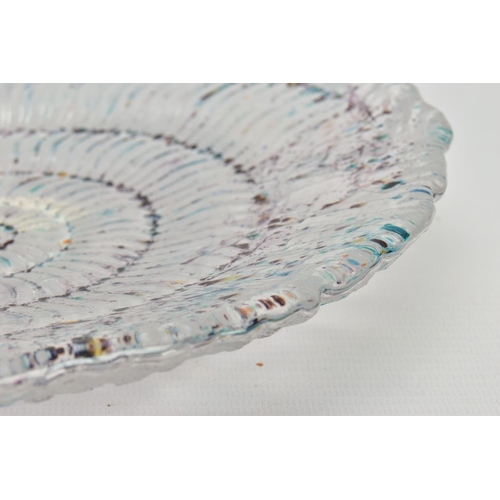 189 - MAX JACQUARD (BRITISH 1946) A SAND CAST AMMONITE DESIGN GLASS DISH, signed Max 94 to the base, appro... 