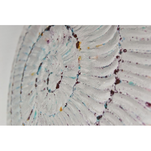 189 - MAX JACQUARD (BRITISH 1946) A SAND CAST AMMONITE DESIGN GLASS DISH, signed Max 94 to the base, appro... 