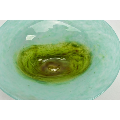 197 - A WMF IKORA BOWL, having rust coloured stripes leading to a green rim, approximate  diameter 27cm, t... 