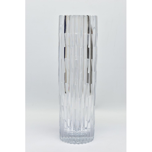 206 - VLADIMIR ZAHOUR FOR PODEBRADY GLASS WORKS, a swollen cylindrical case with slice cut design to the r... 