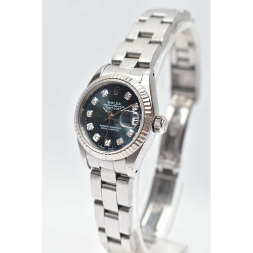 24 - AN 'ROLEX' OYSTER PERPETUAL DATEJUST 26 WRISTWATCH, model number 69174, serial number E638376, autom... 