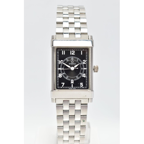 31 - AN ETERNA 'ETERNAMATIC' WRISTWATCH, the rectangular black dial with luminescent Arabic numerals, whi... 