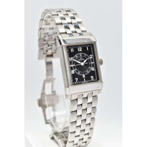 31 - AN ETERNA 'ETERNAMATIC' WRISTWATCH, the rectangular black dial with luminescent Arabic numerals, whi... 