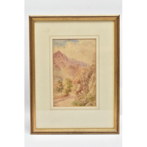 320 - W.H.NUTTER, a landscape of a country path with hills either side, watercolour, signed lower left, mo... 