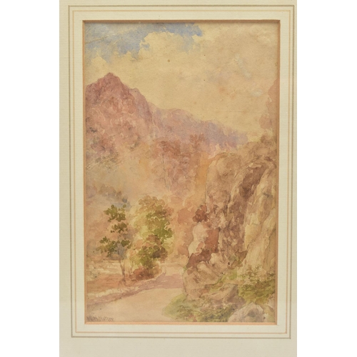 320 - W.H.NUTTER, a landscape of a country path with hills either side, watercolour, signed lower left, mo... 