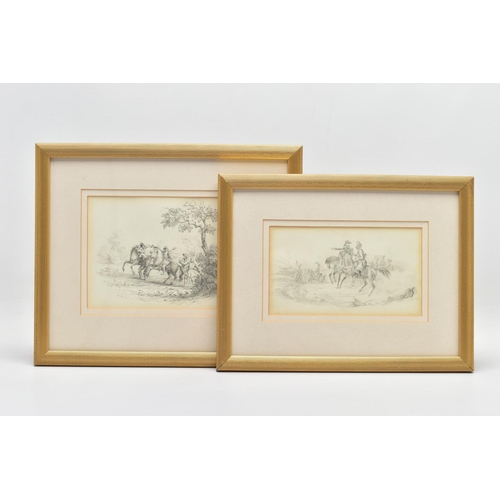 323 - TWO EARLY 19TH CENTURY PENCIL SKETCHES, comprising a sketch depicting Ottoman and European military ... 