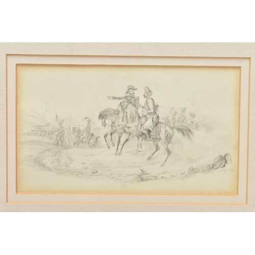 323 - TWO EARLY 19TH CENTURY PENCIL SKETCHES, comprising a sketch depicting Ottoman and European military ... 