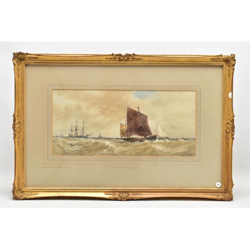 326 - THOMAS BUSH HARDY (1842-1897) 'OFF THE NORTH FORELAND', a maritime scene depicting boats off the coa... 