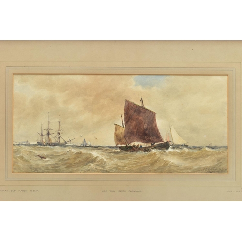 326 - THOMAS BUSH HARDY (1842-1897) 'OFF THE NORTH FORELAND', a maritime scene depicting boats off the coa... 