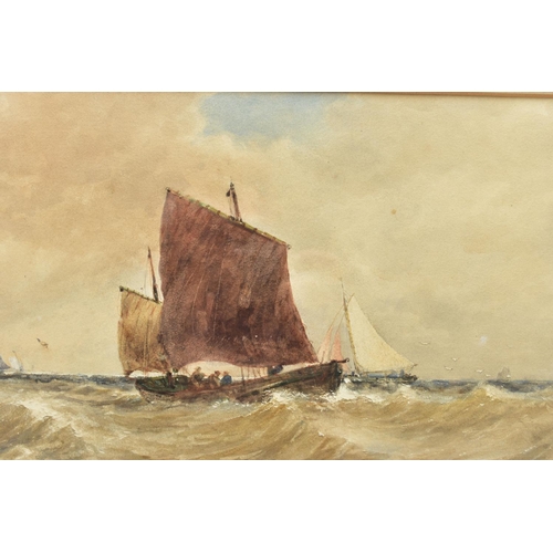 326 - THOMAS BUSH HARDY (1842-1897) 'OFF THE NORTH FORELAND', a maritime scene depicting boats off the coa... 