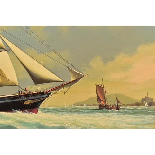 338 - SALVATORE COLACICCO (ITALY 1935) 'THE STEAM & SAIL SHIP ORINOCO ENTERING A SPANISH HARBOUR', a squar... 