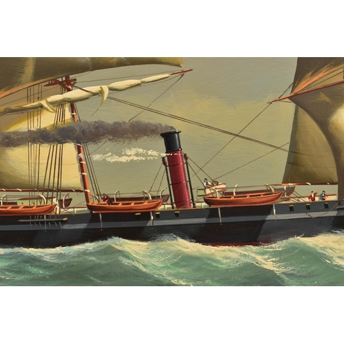 338 - SALVATORE COLACICCO (ITALY 1935) 'THE STEAM & SAIL SHIP ORINOCO ENTERING A SPANISH HARBOUR', a squar... 