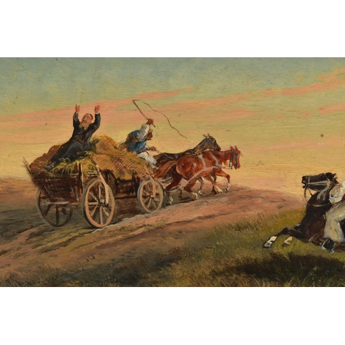 340 - ALFRED STEINACKER (AUSTRIA 1938-1914) 'BRIGANDS ATTACKING A PRIEST FLEEING ON A HAYCART DURING THE H... 