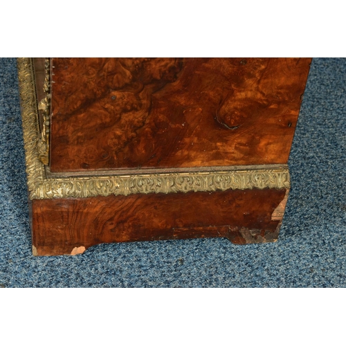 344 - A PAIR OF 19TH CENTURY FRENCH BURR WALNUT AND MARQUETRY INLAID BOOKCASES, the double glazed doors en... 