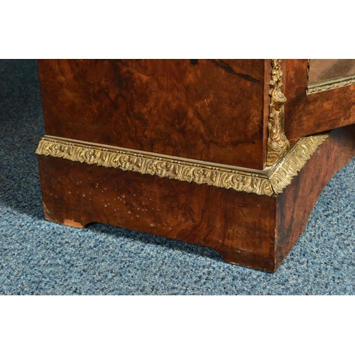 344 - A PAIR OF 19TH CENTURY FRENCH BURR WALNUT AND MARQUETRY INLAID BOOKCASES, the double glazed doors en... 