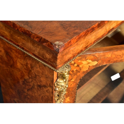 344 - A PAIR OF 19TH CENTURY FRENCH BURR WALNUT AND MARQUETRY INLAID BOOKCASES, the double glazed doors en... 