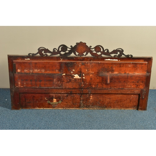 346 - A 19TH CENTURY MAHOGANY DISPENSING APOTHECARY CABINET, with an carved foliate surmount, coloured gla... 