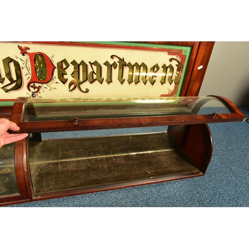 346 - A 19TH CENTURY MAHOGANY DISPENSING APOTHECARY CABINET, with an carved foliate surmount, coloured gla... 