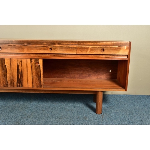 347 - ROBERT HERITAGE (BRITISH 1927-) FOR ARCHIE SHINE, A 1960'S ROSEWOOD SIDEBOARD, the four drawers with... 