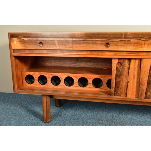 347 - ROBERT HERITAGE (BRITISH 1927-) FOR ARCHIE SHINE, A 1960'S ROSEWOOD SIDEBOARD, the four drawers with... 