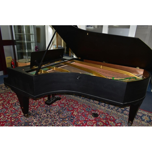 352 - C BECHSTEIN, BERLIN (c1874) AN EBONISED SEMI-CONCERT GRAND PIANO, the lid with locking knob, enclosi... 