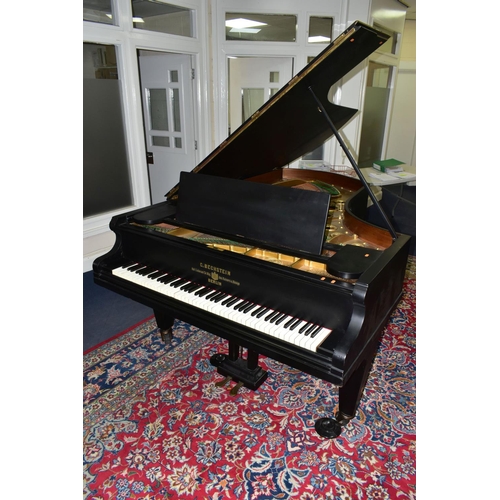 352 - C BECHSTEIN, BERLIN (c1874) AN EBONISED SEMI-CONCERT GRAND PIANO, the lid with locking knob, enclosi... 