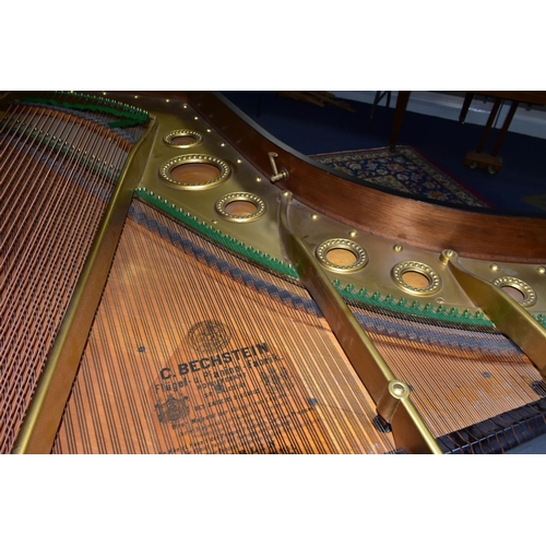 352 - C BECHSTEIN, BERLIN (c1874) AN EBONISED SEMI-CONCERT GRAND PIANO, the lid with locking knob, enclosi... 