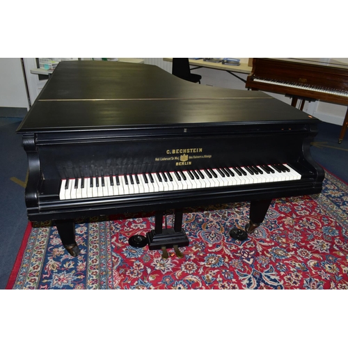 352 - C BECHSTEIN, BERLIN (c1874) AN EBONISED SEMI-CONCERT GRAND PIANO, the lid with locking knob, enclosi... 