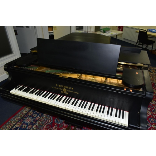 352 - C BECHSTEIN, BERLIN (c1874) AN EBONISED SEMI-CONCERT GRAND PIANO, the lid with locking knob, enclosi... 