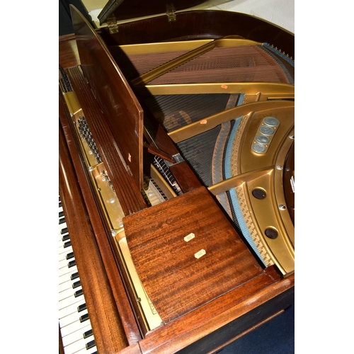 353 - ALLISON OF LONDON, A MAHOGANY PETITE BABY GRAND PIANO, serial number unknown, supplied by Harrods of... 