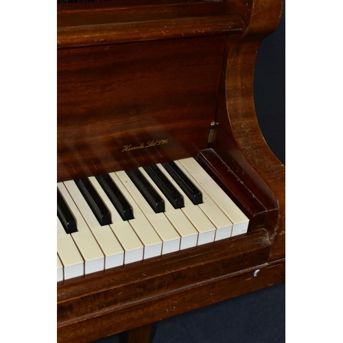 353 - ALLISON OF LONDON, A MAHOGANY PETITE BABY GRAND PIANO, serial number unknown, supplied by Harrods of... 