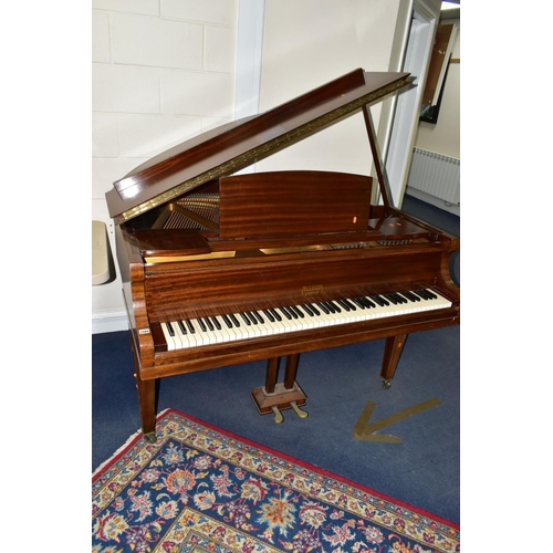 353 - ALLISON OF LONDON, A MAHOGANY PETITE BABY GRAND PIANO, serial number unknown, supplied by Harrods of... 