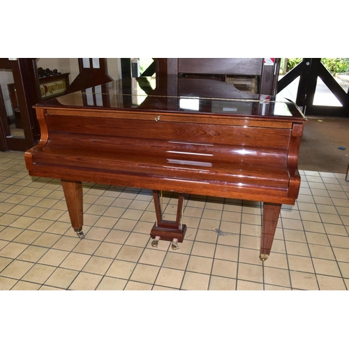 354 - W HOFFMANN (c1975) A GLOSS MAHOGANY PARLOR GRAND PIANO, the lid enclosing the serial number 104286, ... 