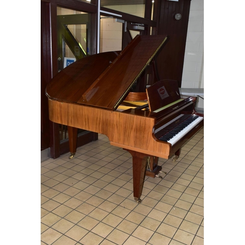 354 - W HOFFMANN (c1975) A GLOSS MAHOGANY PARLOR GRAND PIANO, the lid enclosing the serial number 104286, ... 