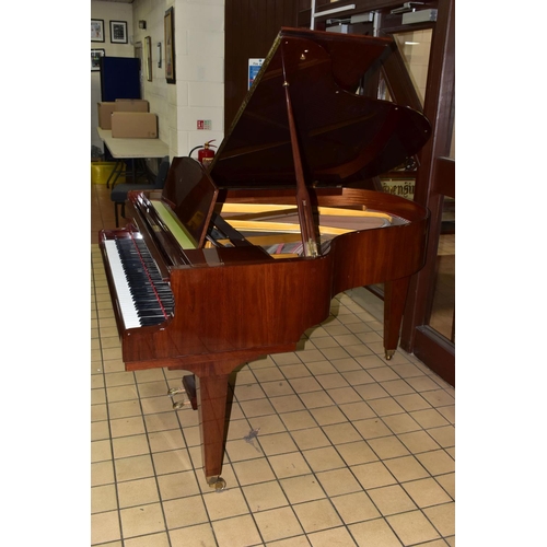 354 - W HOFFMANN (c1975) A GLOSS MAHOGANY PARLOR GRAND PIANO, the lid enclosing the serial number 104286, ... 