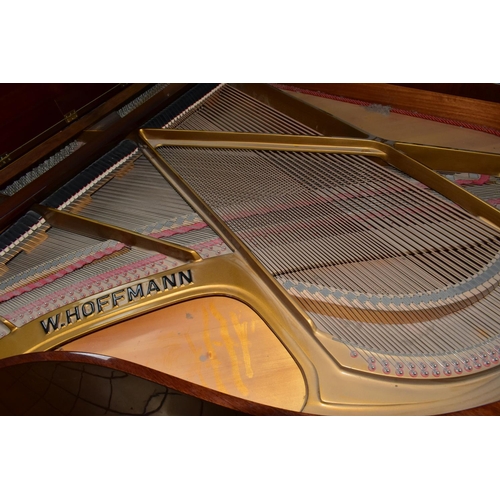 354 - W HOFFMANN (c1975) A GLOSS MAHOGANY PARLOR GRAND PIANO, the lid enclosing the serial number 104286, ... 