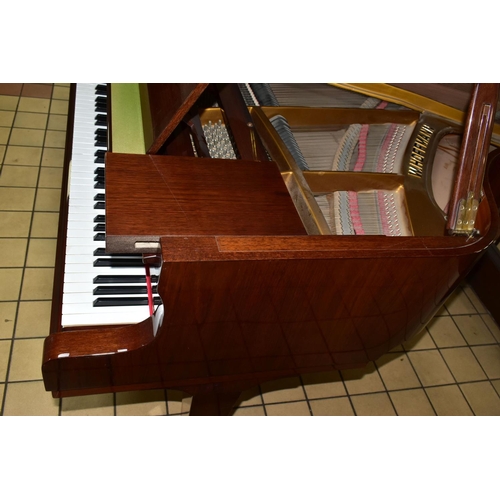 354 - W HOFFMANN (c1975) A GLOSS MAHOGANY PARLOR GRAND PIANO, the lid enclosing the serial number 104286, ... 