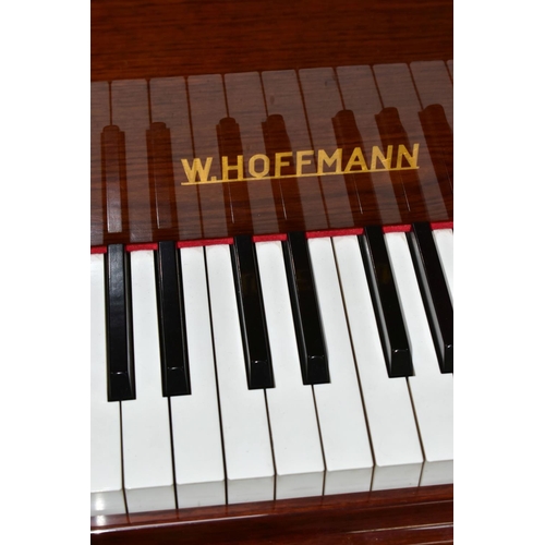 354 - W HOFFMANN (c1975) A GLOSS MAHOGANY PARLOR GRAND PIANO, the lid enclosing the serial number 104286, ... 