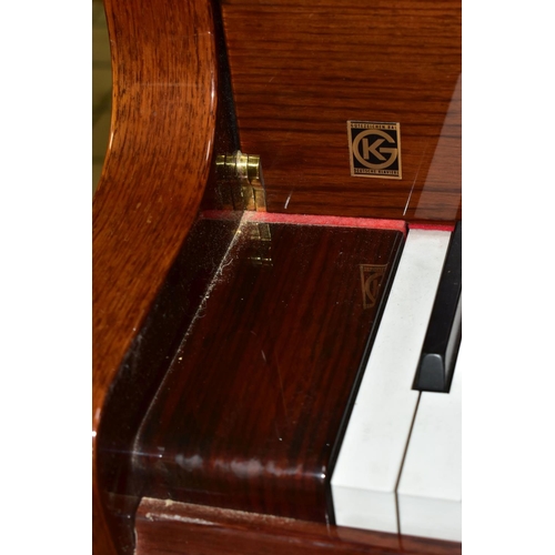 354 - W HOFFMANN (c1975) A GLOSS MAHOGANY PARLOR GRAND PIANO, the lid enclosing the serial number 104286, ... 