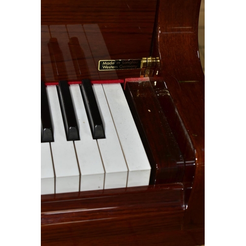 354 - W HOFFMANN (c1975) A GLOSS MAHOGANY PARLOR GRAND PIANO, the lid enclosing the serial number 104286, ... 