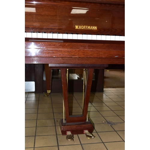 354 - W HOFFMANN (c1975) A GLOSS MAHOGANY PARLOR GRAND PIANO, the lid enclosing the serial number 104286, ... 