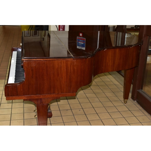 354 - W HOFFMANN (c1975) A GLOSS MAHOGANY PARLOR GRAND PIANO, the lid enclosing the serial number 104286, ... 