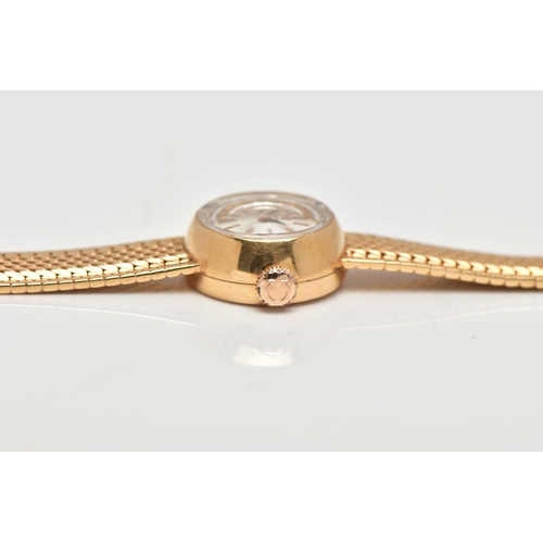 36 - A MID TWENTEITH CENTURY OMEGA LADIES GOLD WRISTWATCH, a small round case measuring 15.4mm in diamete... 