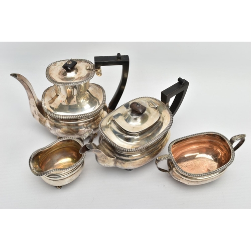 56 - A GEORGE V GOLDSMITHS AND SILVERSMITHS COMPANY LIMITED SILVER FOUR PIECE TEA AND COFFEE SERVICE, gad... 