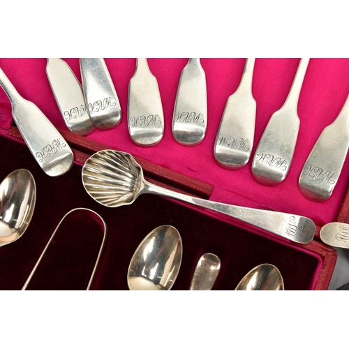 69 - A PARCEL OF  LATE 18TH, 19TH AND 20TH CENTURY SILVER FLATWARE AND CUTLERY, including a pair of Georg... 