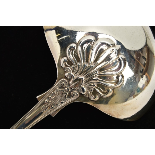 74 - A VICTORIAN SILVER KINGS PATTERN SOUP LADLE, maker John James Whiting, London 1841, 10.14ozt, 315.3 ... 