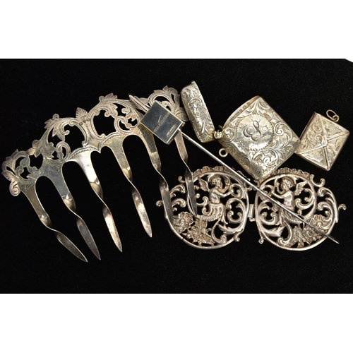 84 - A SMALL PARCEL OF VICTORIAN AND LATER SILVER, comprising a British Airways Concorde bookmark, sponso... 